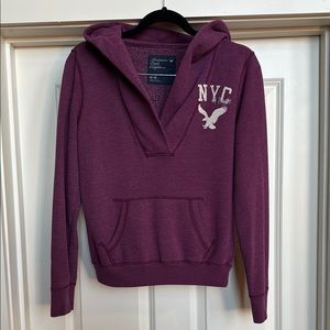 American Eagle Outfitters Women's Purple Hoodie Sweater